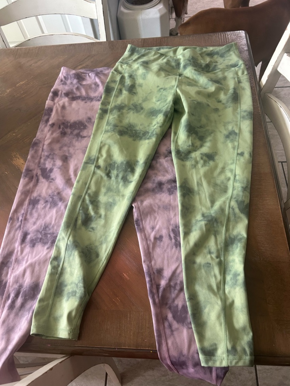 Kids Tie-Dye Leggings - Green & Purple